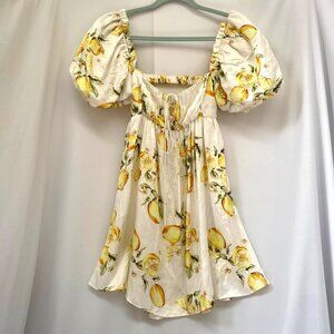 For Love and Lemons Serafina Satin Mini Dress Size S Coquette Babydoll Milkmaid